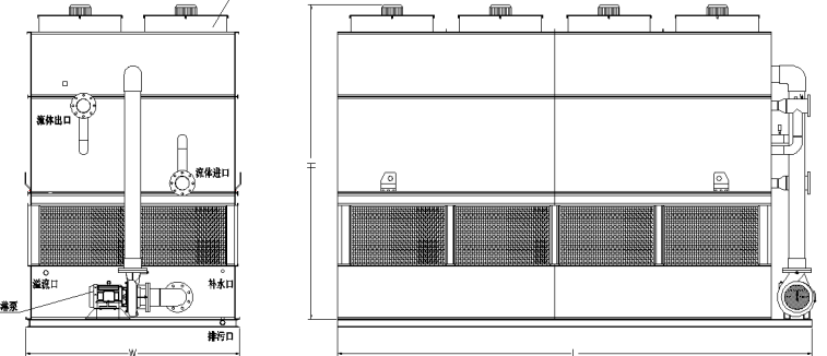 逆流閉式冷卻塔外形圖